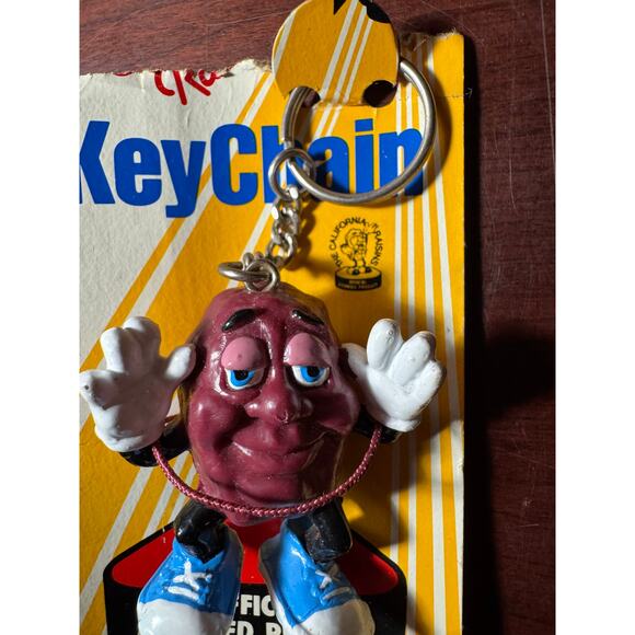 Vintage 1987 Keychain Keyring Charm Novelty California Raisins Justin Blue - Picture 3 of 6